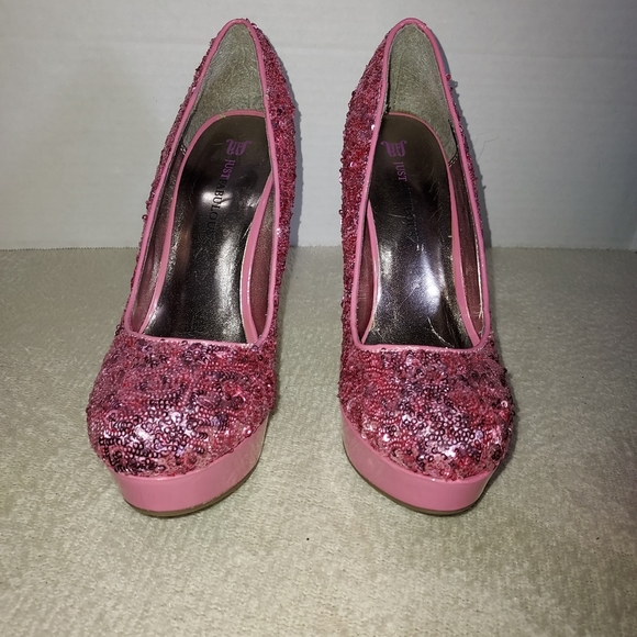 JustFab Adoria Pink Sequin Stilletos size 7 - Picture 4 of 9